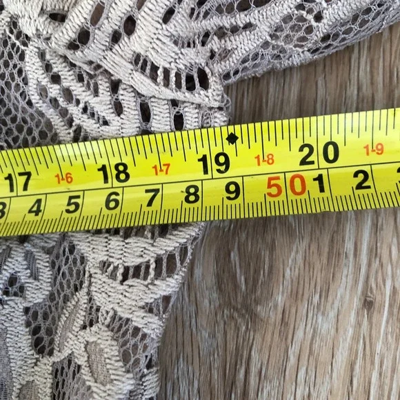 Questions Tan Long Line Feminine‎ Romantic Boho Fringe Lace Cardigan/Jacket ~ L - Picture 13 of 16